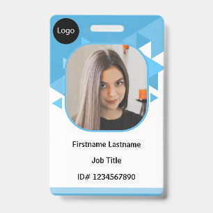 Badge carte d'identité personnalisée employé bleu, Perso