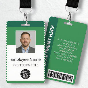 Badge Carte d'identité personnalisée moderne verte pour 