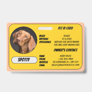 Badge Carte d'identité personnalisée pour animaux perdus