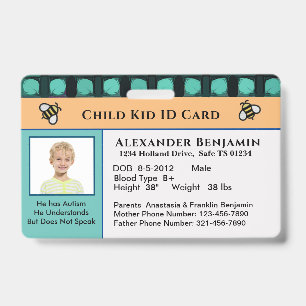 Badge Carte d'identité personnalisée pour enfant