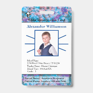 Badge Carte d'identité personnalisée pour enfants avec p