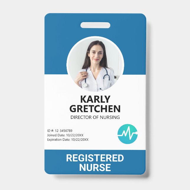 Badge Carte d'identité photo de l'employé de l'hôpital m (Front)