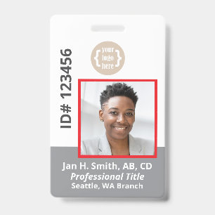 Badge Carte d'identité photo d'employé blanc gris rouge