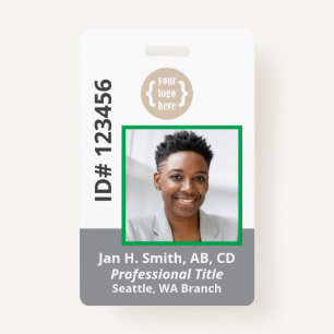 Badge Carte d'identité photo d'employé blanc gris vert