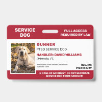 Carte d'identité photo pour chien de service blanc