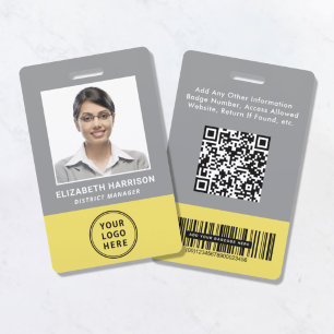 Badge Carte d'identité professionnelle avec code QR et c