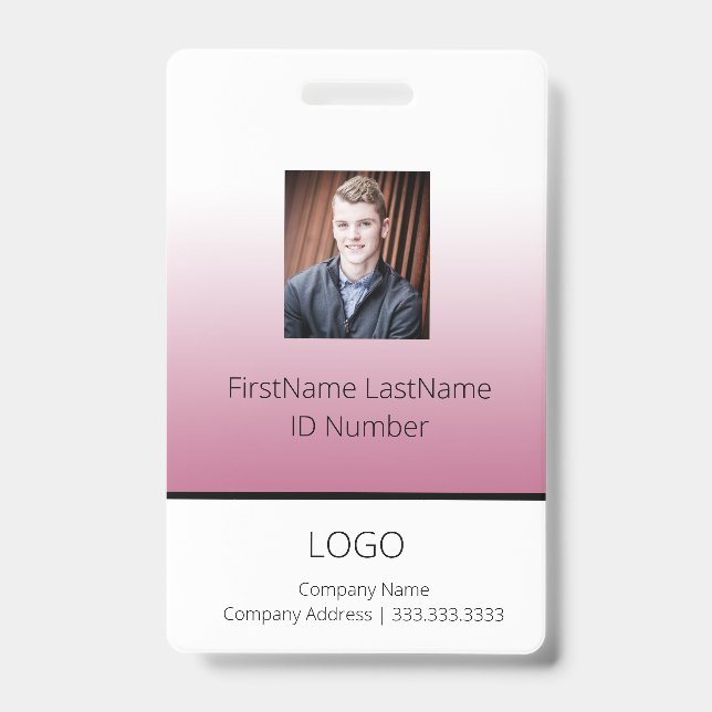 Badge Carte d'identité professionnelle avec dégradé rose (Avant)