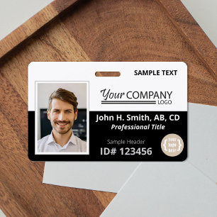 Badge Carte d'identité professionnelle avec logo noir et