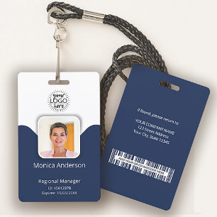 Badge Carte d'identité professionnelle bleu marine avec 
