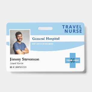 Badge Carte d'identité professionnelle d'hôpital Bleu av