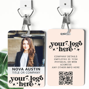 Badge Carte d'identité professionnelle employé rose avec