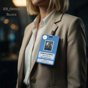 Badge Carte d'identité professionnelle en cuir bleu clai