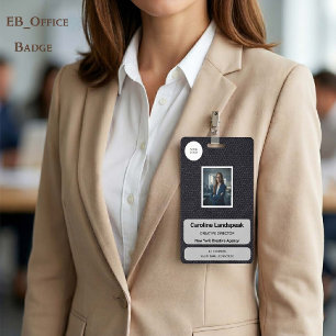 Badge Carte d'identité professionnelle en cuir noir avec