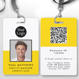 Badge Carte d'identité professionnelle Jaune Moutarde av