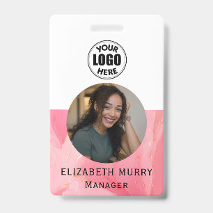 Badge Carte d'identité professionnelle minimaliste rose 