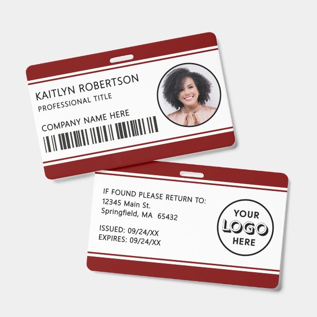Badge Carte d'identité professionnelle moderne avec code (Avant & arrière)