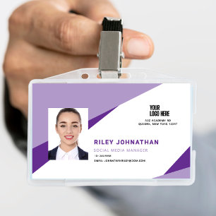 Badge Carte d'identité professionnelle moderne avec code