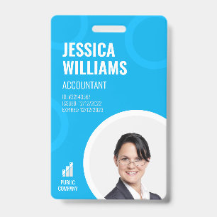 Badge Carte d'identité professionnelle moderne bleue pou