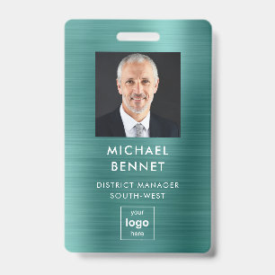 Badge Carte d'identité professionnelle moderne verte mét