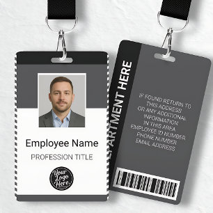 Badge Carte d'identité professionnelle Noir Gris