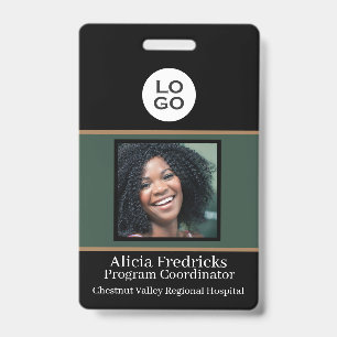 Badge Carte d'identité professionnelle noire et verte av