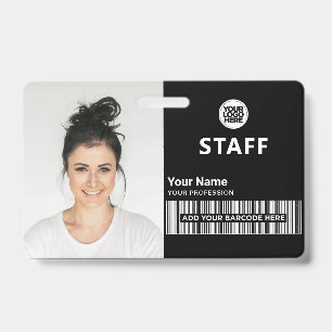 Badge Carte d'identité professionnelle noire totale ID d