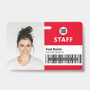 Badge Carte d'identité professionnelle rouge ID du perso