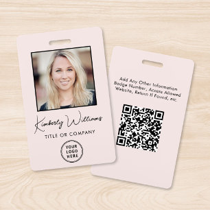 Badge Carte d'identité QR Code Logo Rose