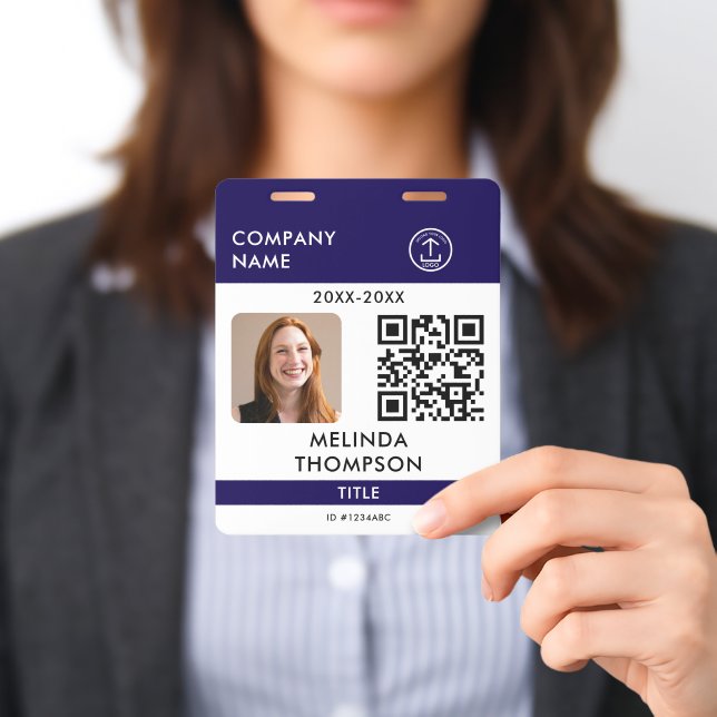 Badge Carte d'identité QR Code Nom Photo de l'employé de (Présenté)