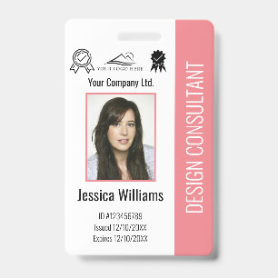 Badge Carte d'identité rose personnalisée pour employé d