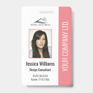 Badge Carte d'identité rose personnalisée pour employé d
