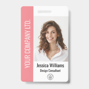 Badge Carte d'identité rose personnalisée pour employés