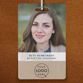 Badge Carte d'identité Rustique Kraft | Photo moderne Em