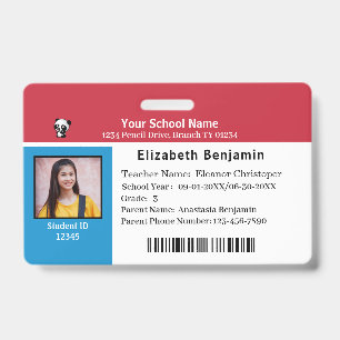 Badge Carte d'identité scolaire Enfant Écolier Écolières