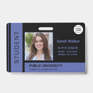 Badge Carte d'identité scolaire universitaire bleue d'ét