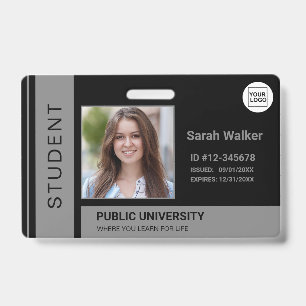 Badge Carte d'identité scolaire universitaire grise avec