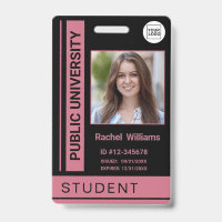 Carte d'identité scolaire universitaire rose pouss