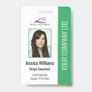 Badge Carte d'identité verte personnalisée pour employé