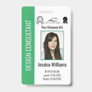 Badge Carte d'identité verte personnalisée pour employés