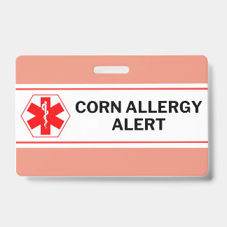 Badge Carte d'urgence d'alerte d'allergie au maïs
