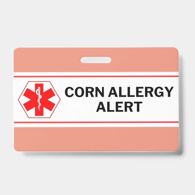 Badge Carte d'urgence d'alerte d'allergie au maïs (Front)