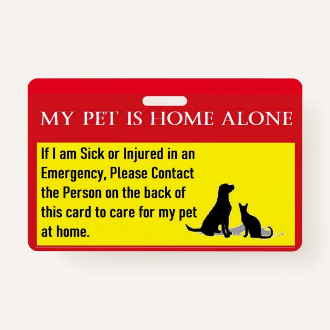 Badge Carte d'urgence individuelle pour animaux domestiq (Devant)