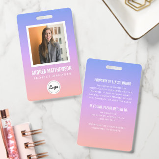 Badge Carte employé à dégradé de coucher de soleil