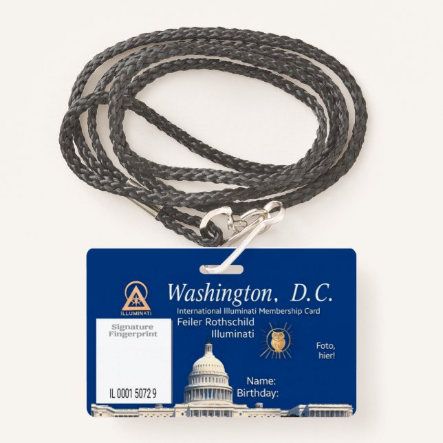 Badge Carte officielle de membre Illuminati (Devant avec lanière)