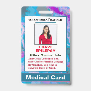 Badge Carte personnalisée d'urgence d'alerte médicale