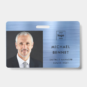 Badge Carte photo de la société Metallic Blue moderne