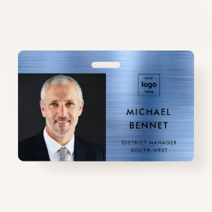 Badge Carte photo de la société Metallic Blue moderne