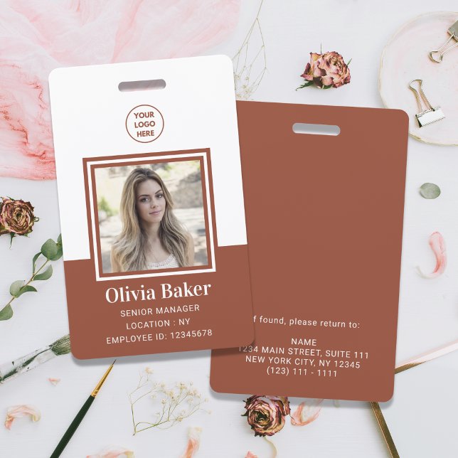 Badge Carte photo en terre cuite moderne Logo d'entrepri (Créateur téléchargé)