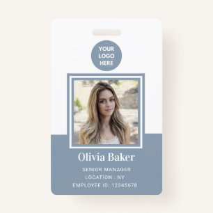 Badge Carte photo moderne Dusty Blue Identifiant Logo d'