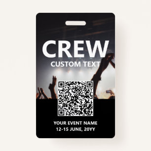 Badge Carte Qr Code Crew Access Pass Insigne d'événement